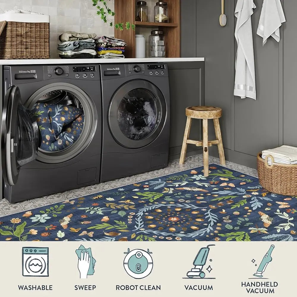 Insect Botanical Washable 8X10 Area Rug