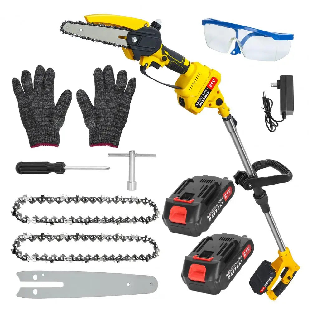 21V Lithium Battery High Branch Saw 2-in-1 Lithium Electric Saw Extended Electric Saw With Two Batteries And One Charge